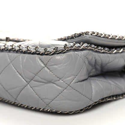 Chanel Crumpled Calfskin Large Chain All Over Flap Grey 10 of 13