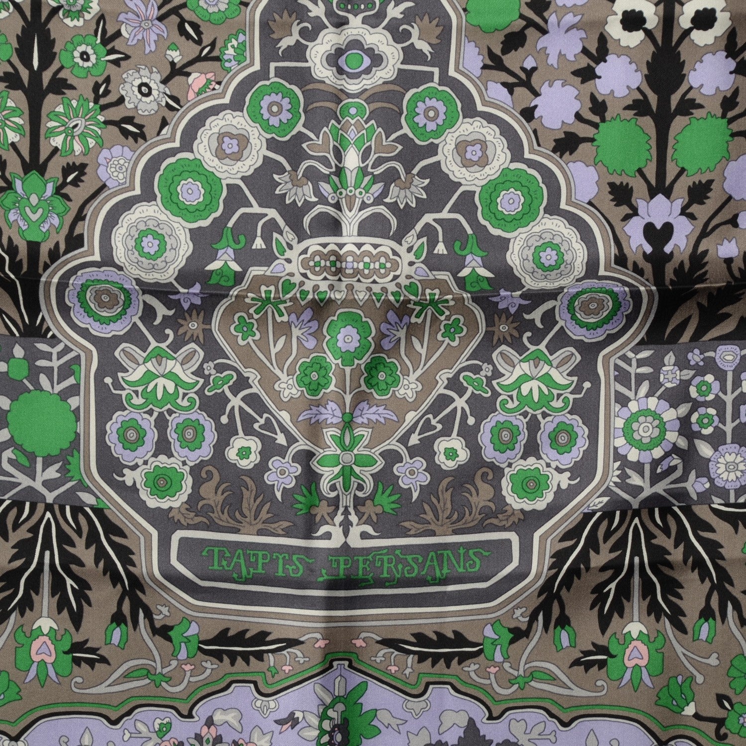 Hermes Silk Twill Tapis Persans Giant Plume Scarf 140 Lilac Anthracite Vert 3 of 7