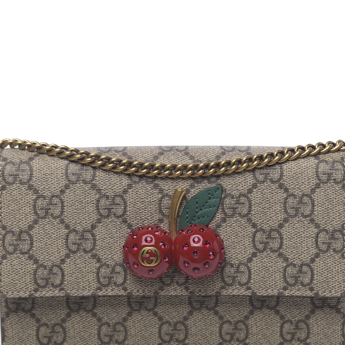GG Supreme Monogram Mini Cherry Chain Bag