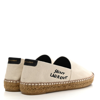 Saint Laurent Canvas Nappa Elba Light Logo Embroidered Espadrilles 35.5 Ecru 4 of 10