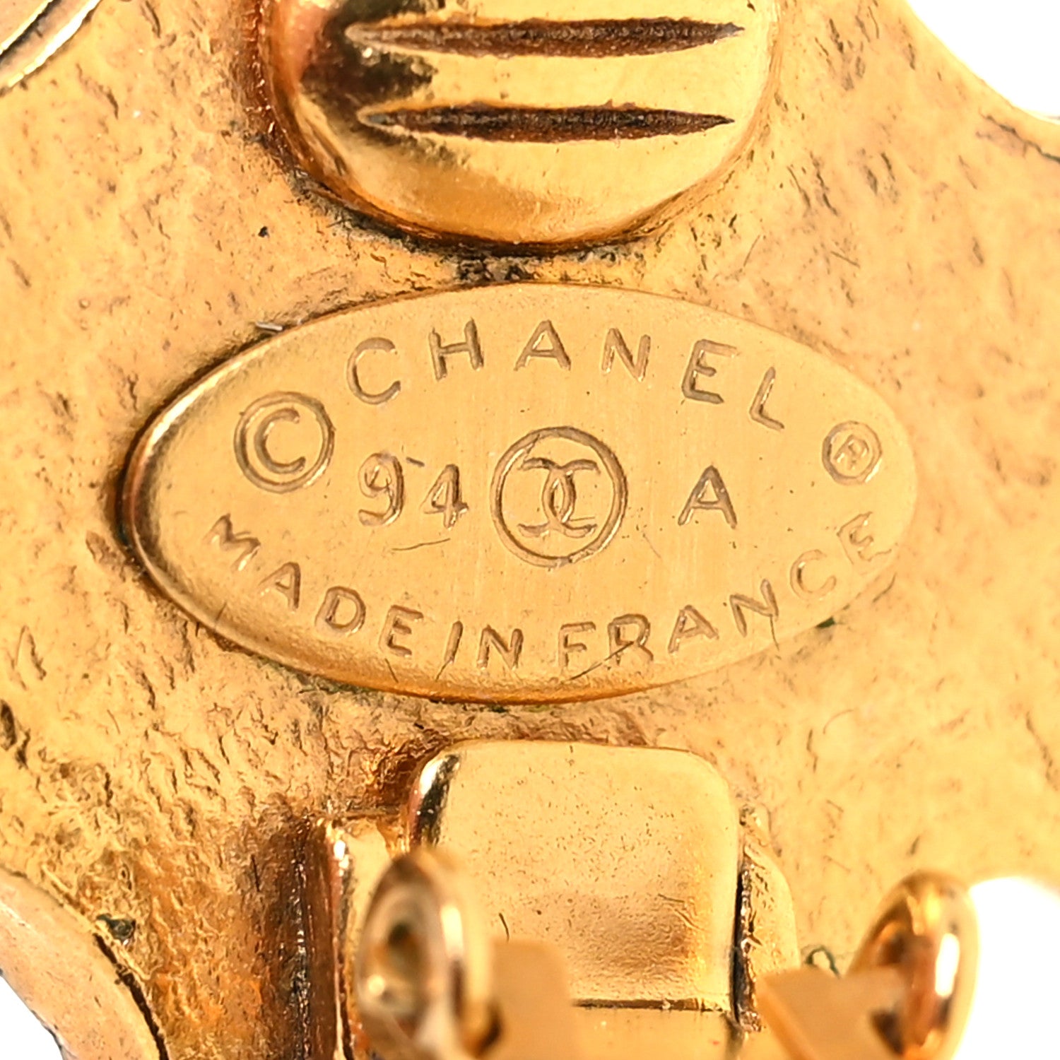 Chanel Metal Gripoix Clip On Earrings Gold Red 4 of 5