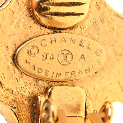 Chanel Metal Gripoix Clip On Earrings Gold Red 4 of 5