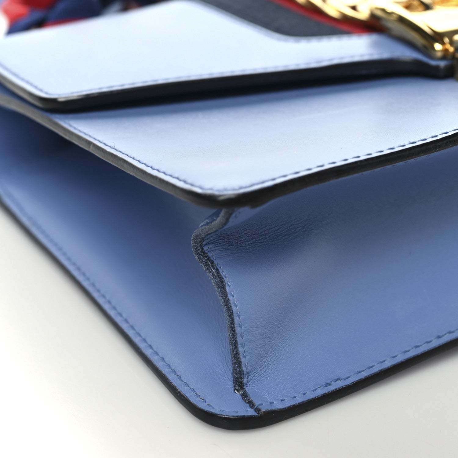 Gucci Calfskin Small Sylvie Shoulder Bag Clear Sky Blue 9 of 10