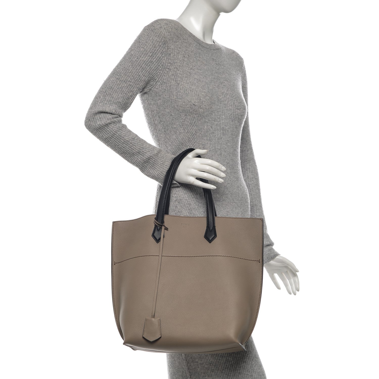 Fendi Vitello All In Shopper Tote Tortora Black 2 of 8