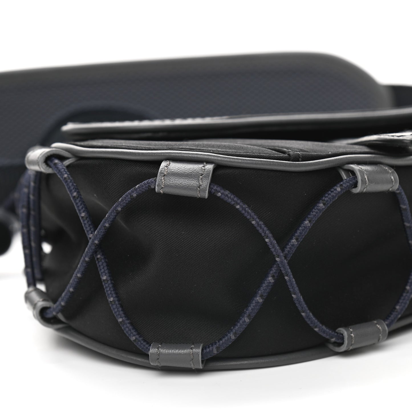X SACAI Grained Calfskin Technical Fabric Mens Saddle Bag Black