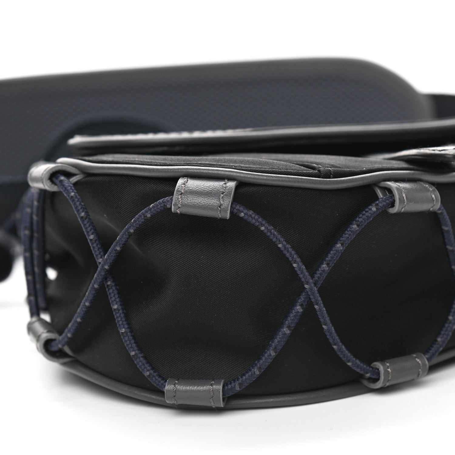 Christian Dior X SACAI Grained Calfskin Technical Fabric Mens Saddle Bag Black 5 of 9