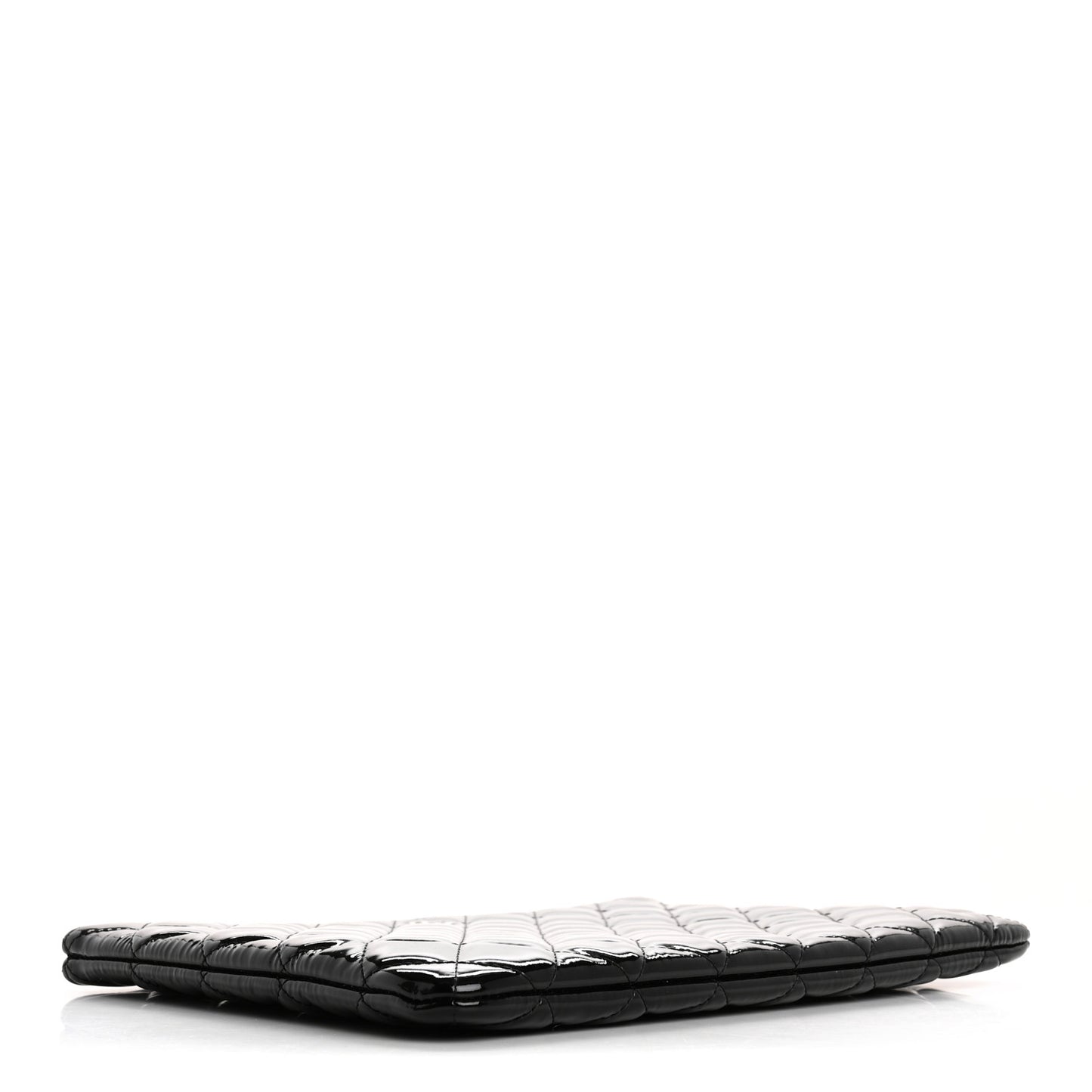 Patent Calfskin Quilted Medium Cosmetic Case Black