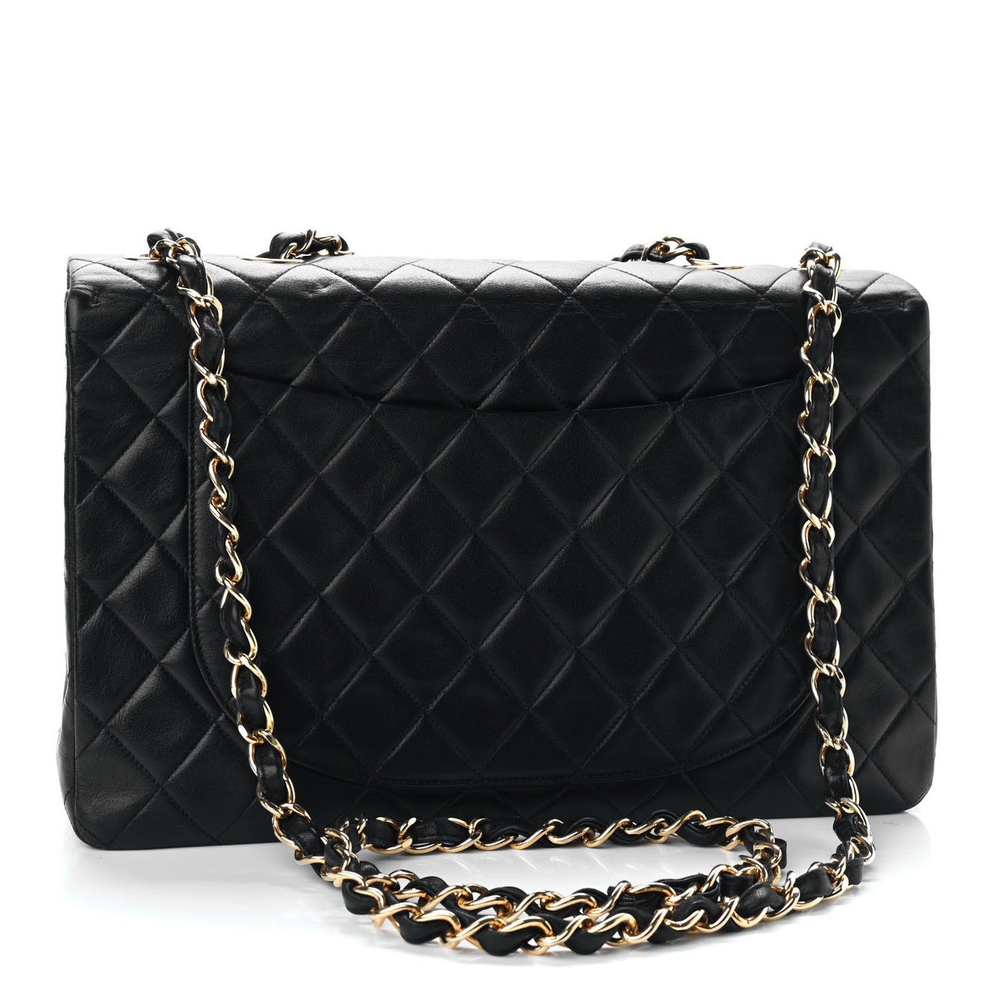 Lambskin Quilted XL Jumbo Single Flap Black