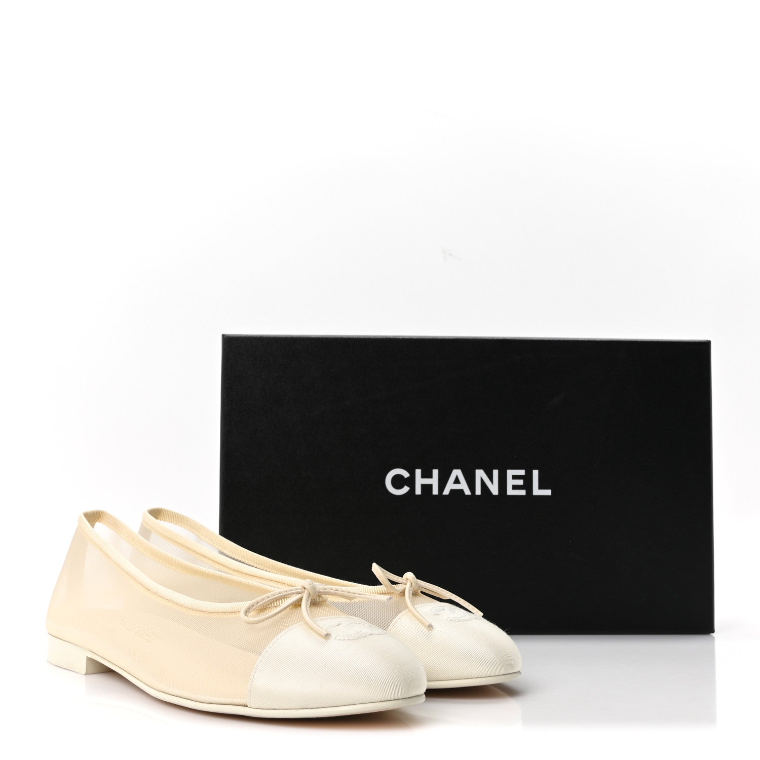 Chanel Mesh Grosgrain CC Ballerina Flats 39 Ivory 9 of 9