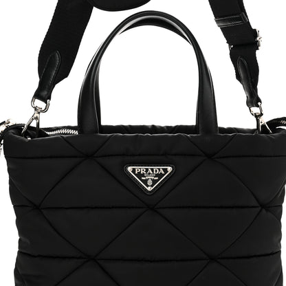 Prada Re-Nylon Nappa Triangle Quilted Padded Double Handled Zip Pocket Tote Black 8 of 10