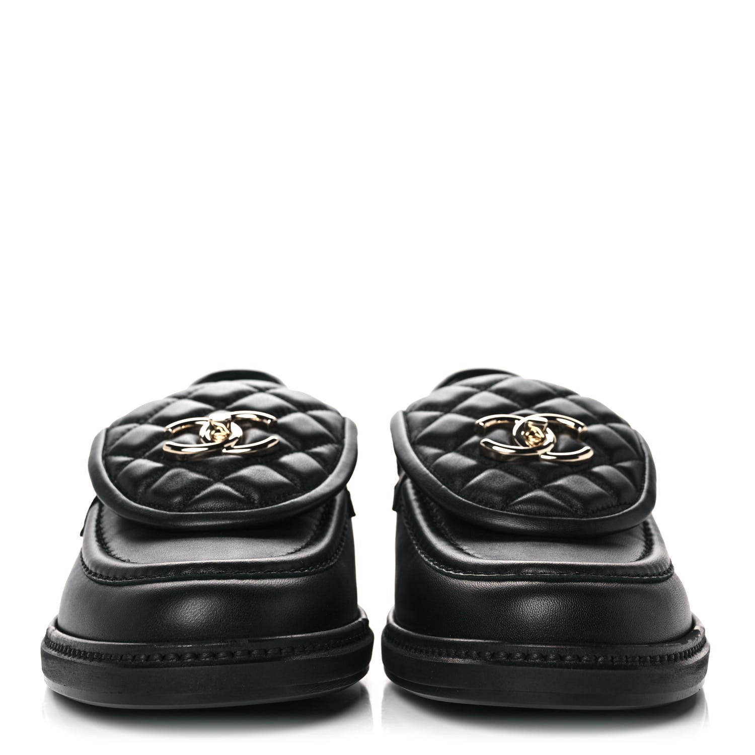 Chanel Lambskin Quilted CC Turnlock Loafers 40.5 Black 2 of 9