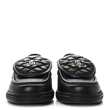 Chanel Lambskin Quilted CC Turnlock Loafers 40.5 Black 2 of 9