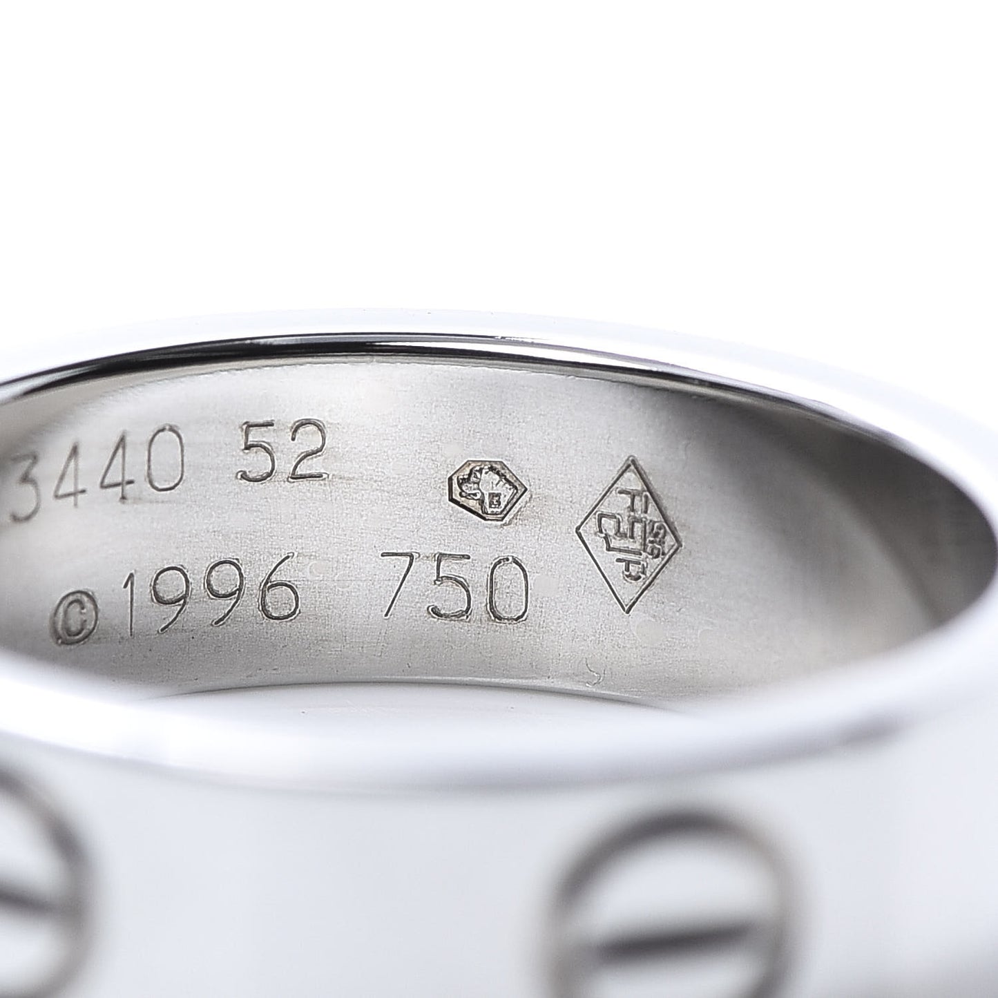 18K White Gold 5.5mm LOVE Ring 52 6