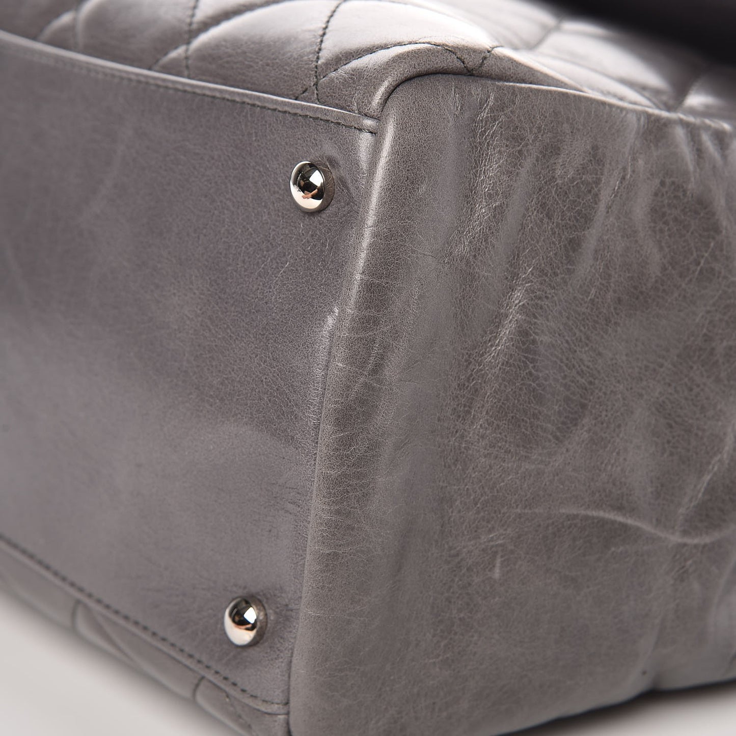 Glazed Calfskin Quilted Large CC Delivery Tote Grey