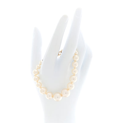 Chanel Graduated Pearl Crystal CC Bracelet Gold 2 of 4