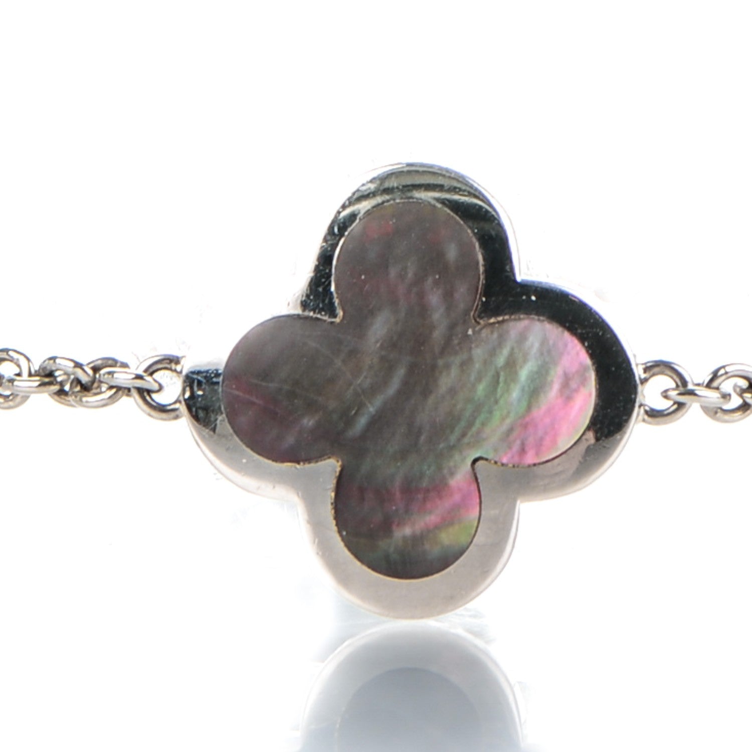 Van Cleef & Arpels 18K White Gold Gray Mother of Pearl 4 Motifs Pure Alhambra Bracelet 3 of 5