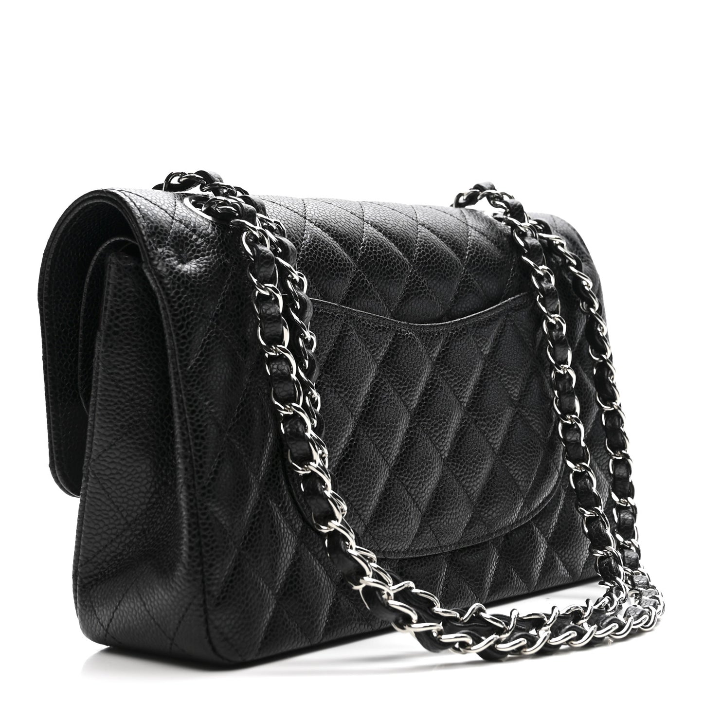 Caviar Quilted Medium Double Flap Black