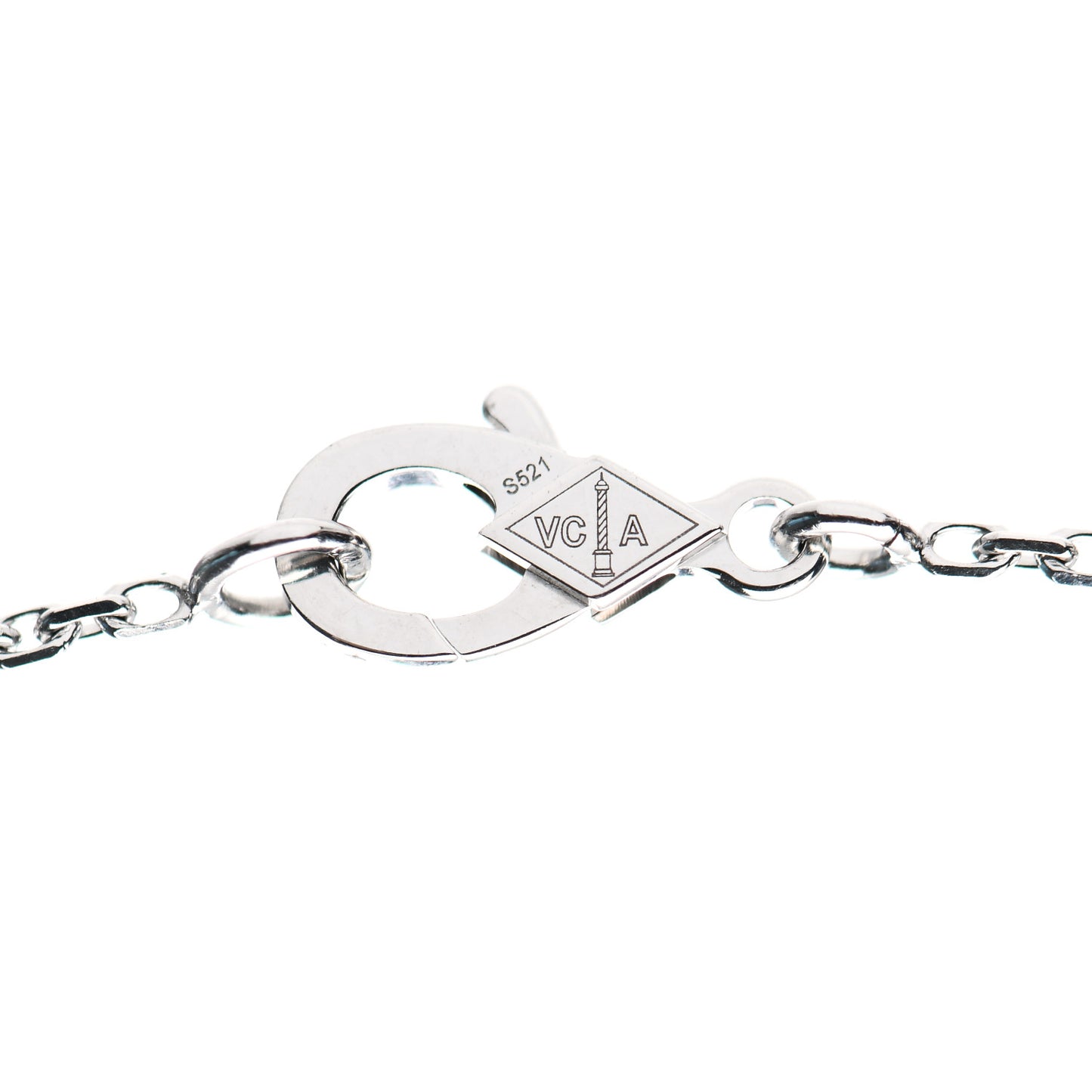 18K White Gold Chalcedony Vintage Alhambra Pendant Necklace