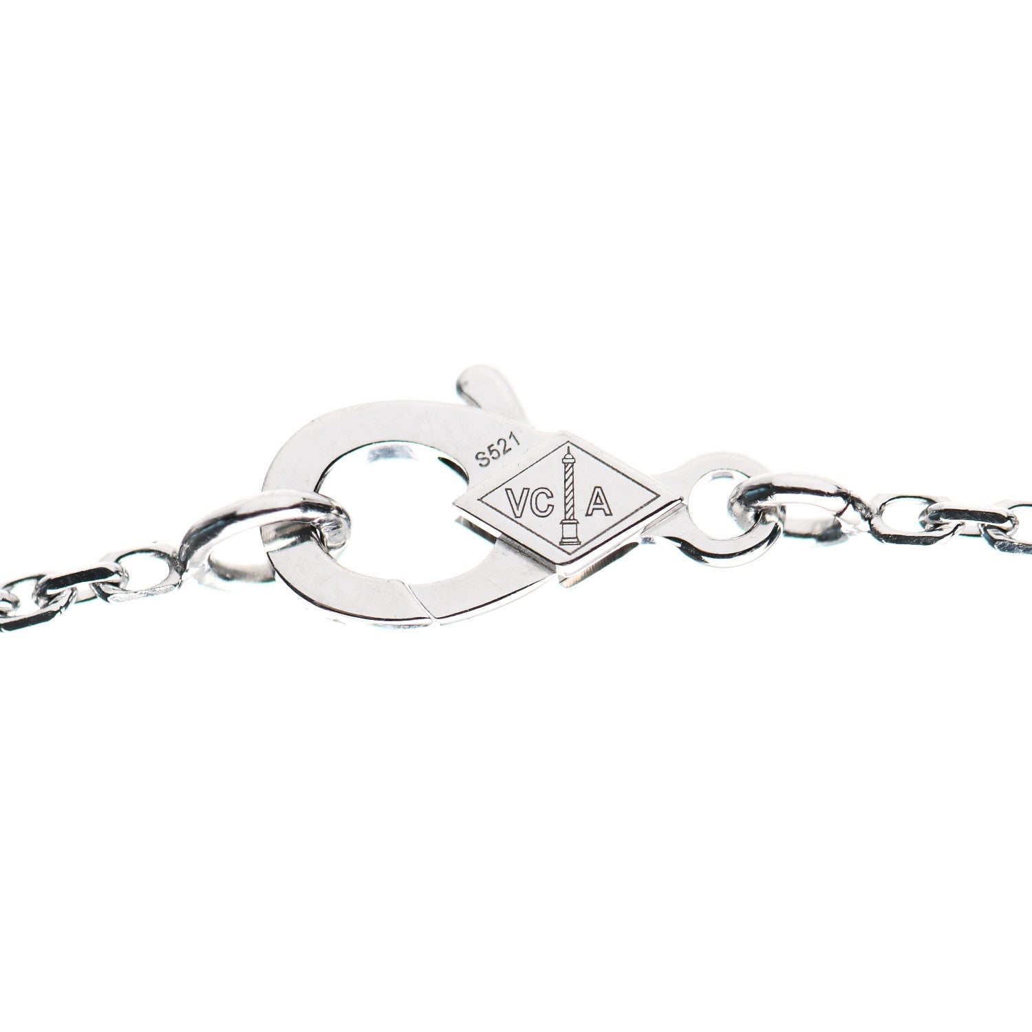 Van Cleef & Arpels 18K White Gold Chalcedony Vintage Alhambra Pendant Necklace 4 of 6