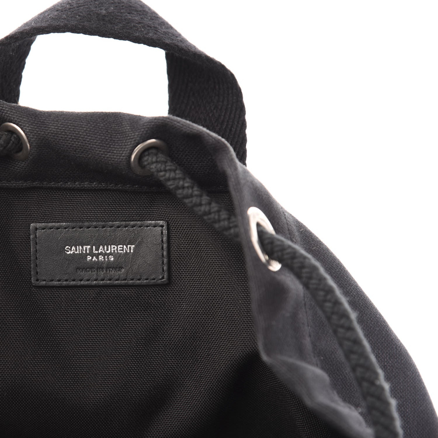 Saint Laurent Canvas City Sailor Drawstring Backpack Black 6 of 13