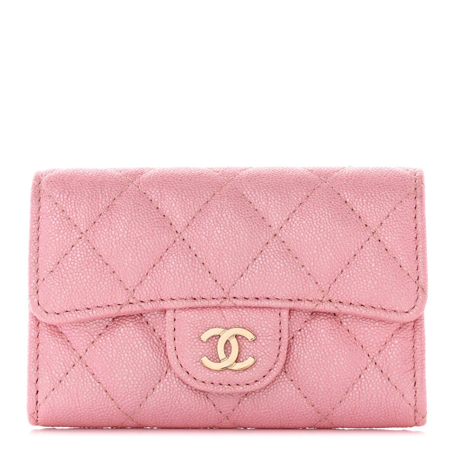 Chanel Iridescent Caviar Quilted Flap Card Holder Rose Pink 1 of 9