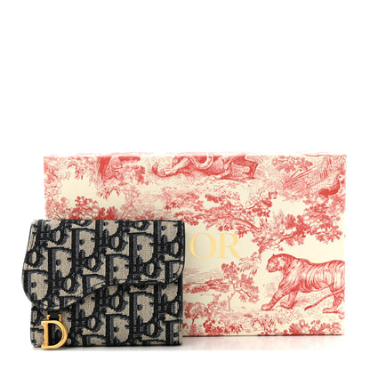Christian Dior Oblique Saddle Lotus Wallet Blue 9 of 9