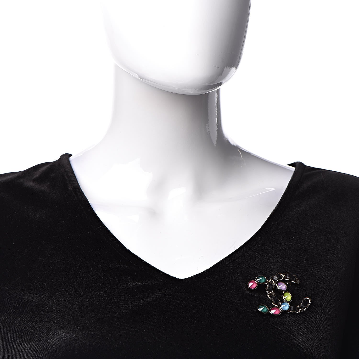 Chanel Lambskin Beads CC Brooch Black Multicolor 2 of 4