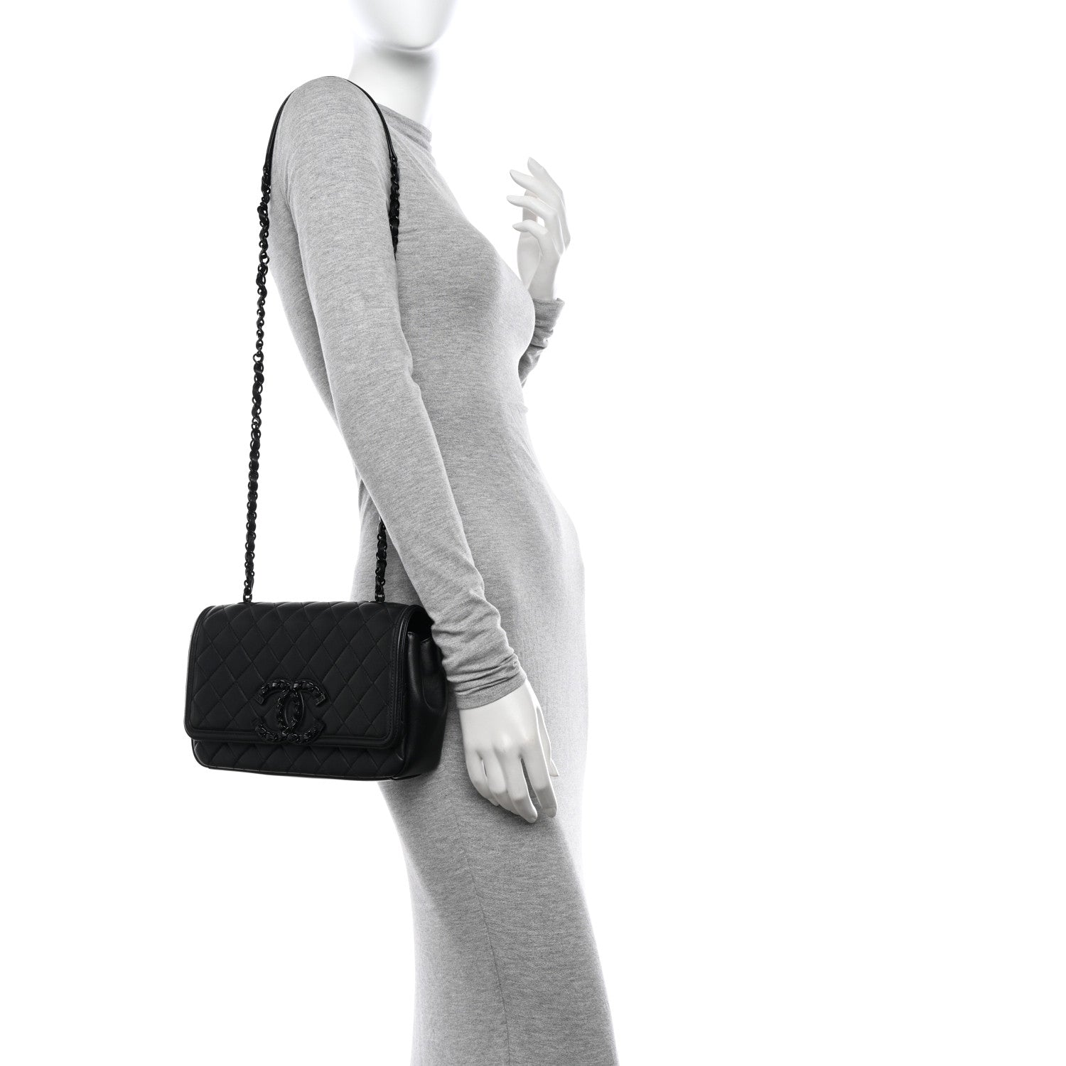 Chanel Lambskin Quilted Medium CC Filigree Flap Black 2 of 11