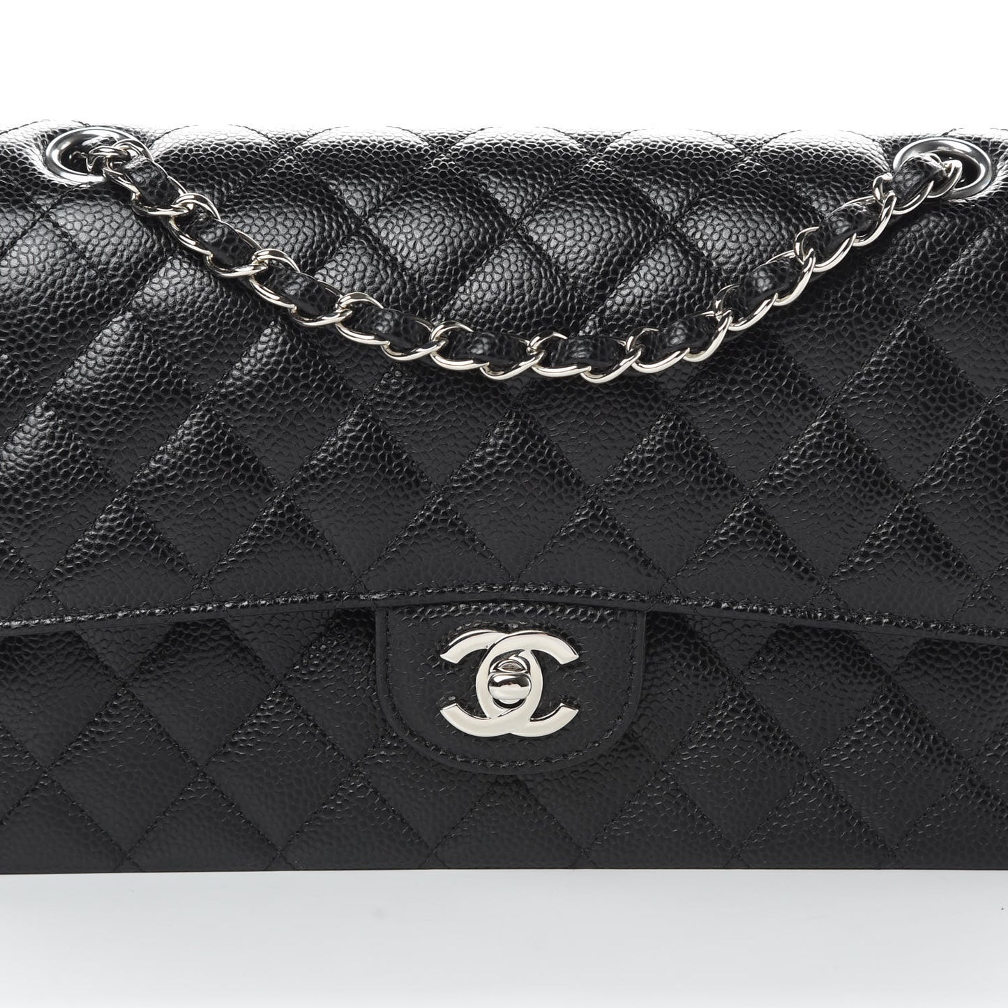 Caviar Quilted Medium Double Flap Black