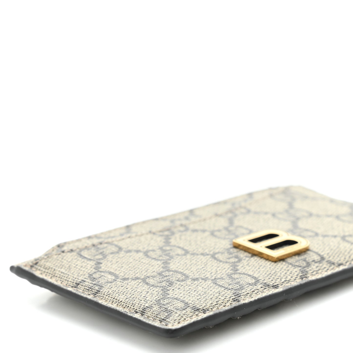 X BALENCIAGA GG Supreme Monogram Zip Card Case Beige Ebony