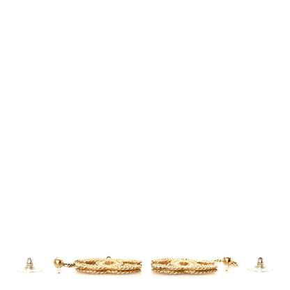 Chanel CC Drop Earrings Matte Gold 4 of 5