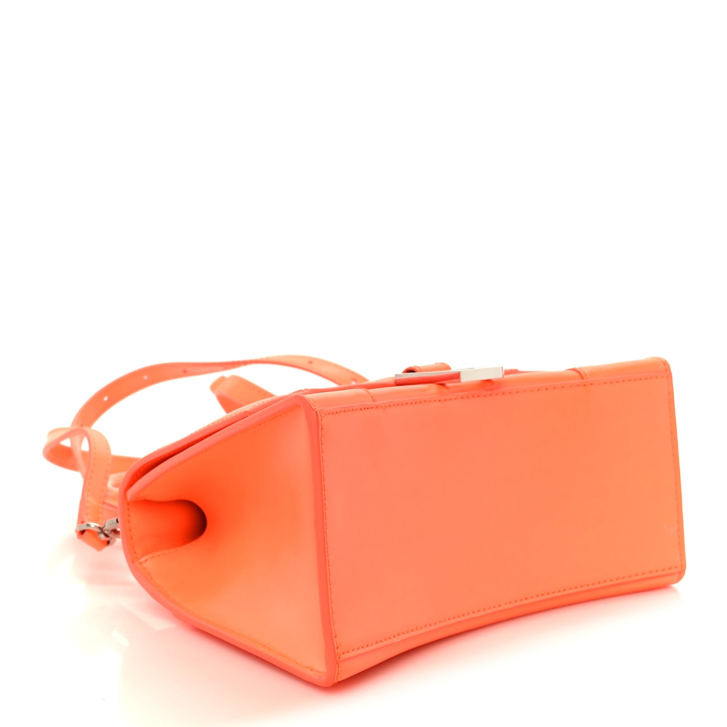Shiny Box Calfskin Small Hourglass Top Handle Bag Fluo Orange
