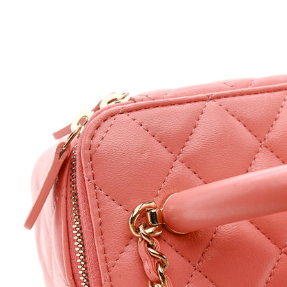 Chanel Lambskin Quilted Small Charming Top Handle Vanity Case With Chain Pink 12 of 14