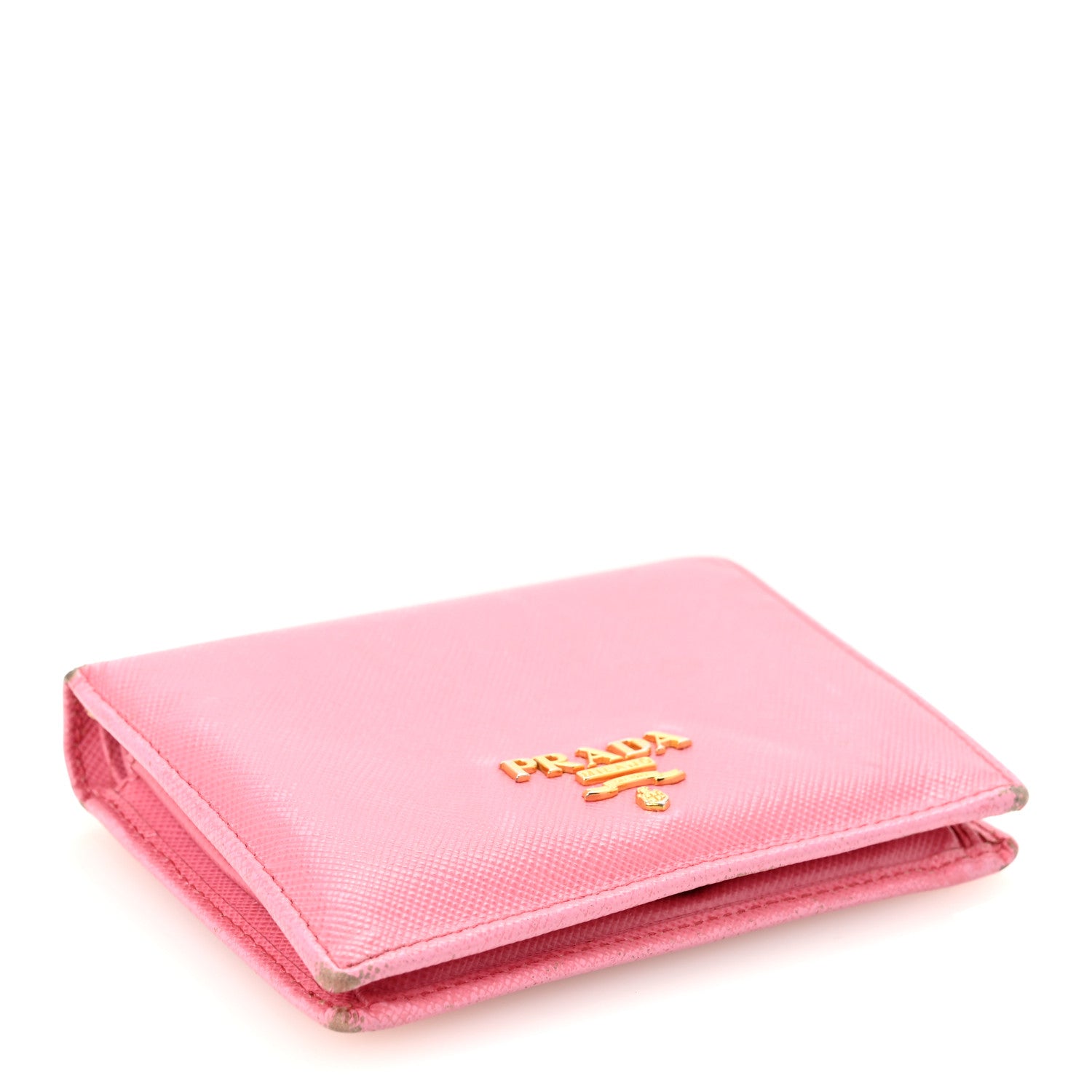 Prada Saffiano Metal Compact Snap Bi-Fold Wallet Geranio 4 of 7
