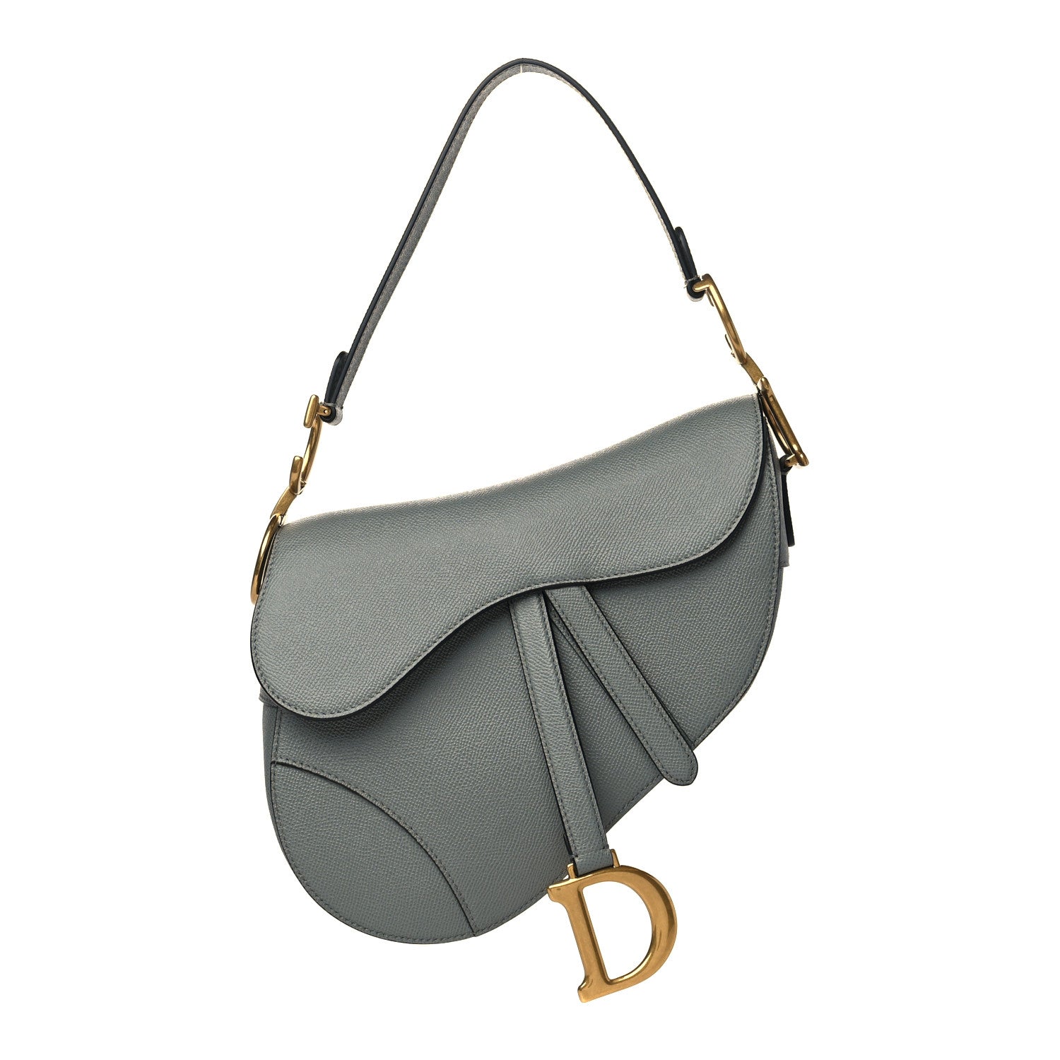 Christian Dior Grained Calfskin Saddle Bag Grey Stone 1 of 9