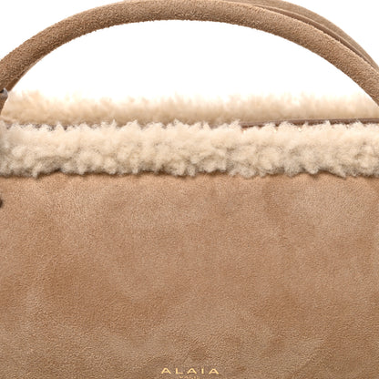 Alaia Suede Lambskin Merino Shearling Le Teckel Clutch Camel 8 of 10