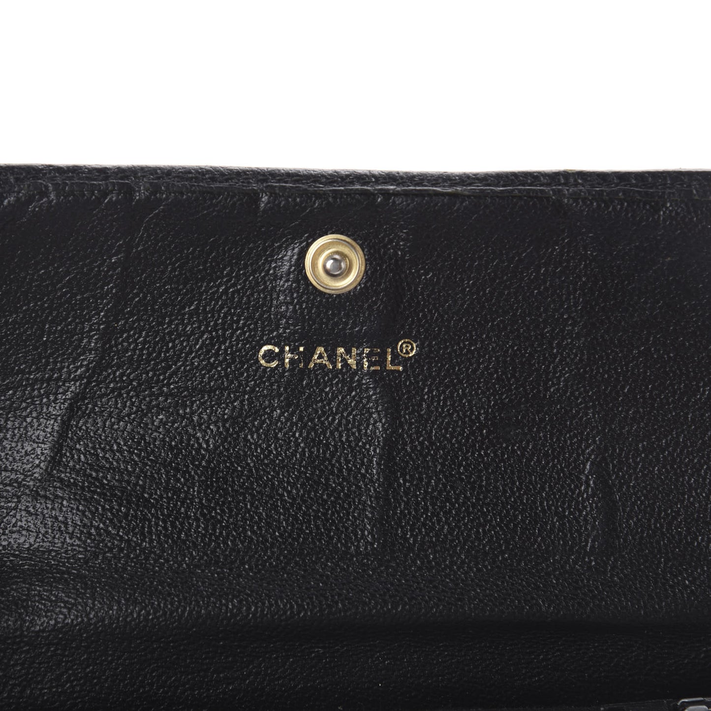 Goatskin CC Compact Flap Wallet Black
