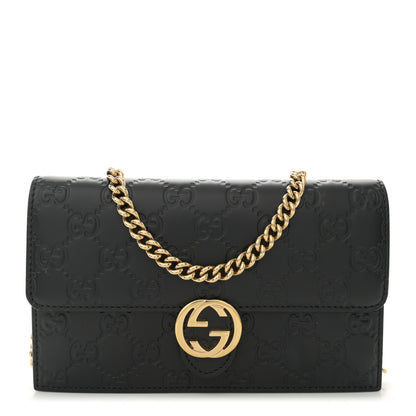 Gucci Guccissima Icon Chain Wallet Black 1 of 13