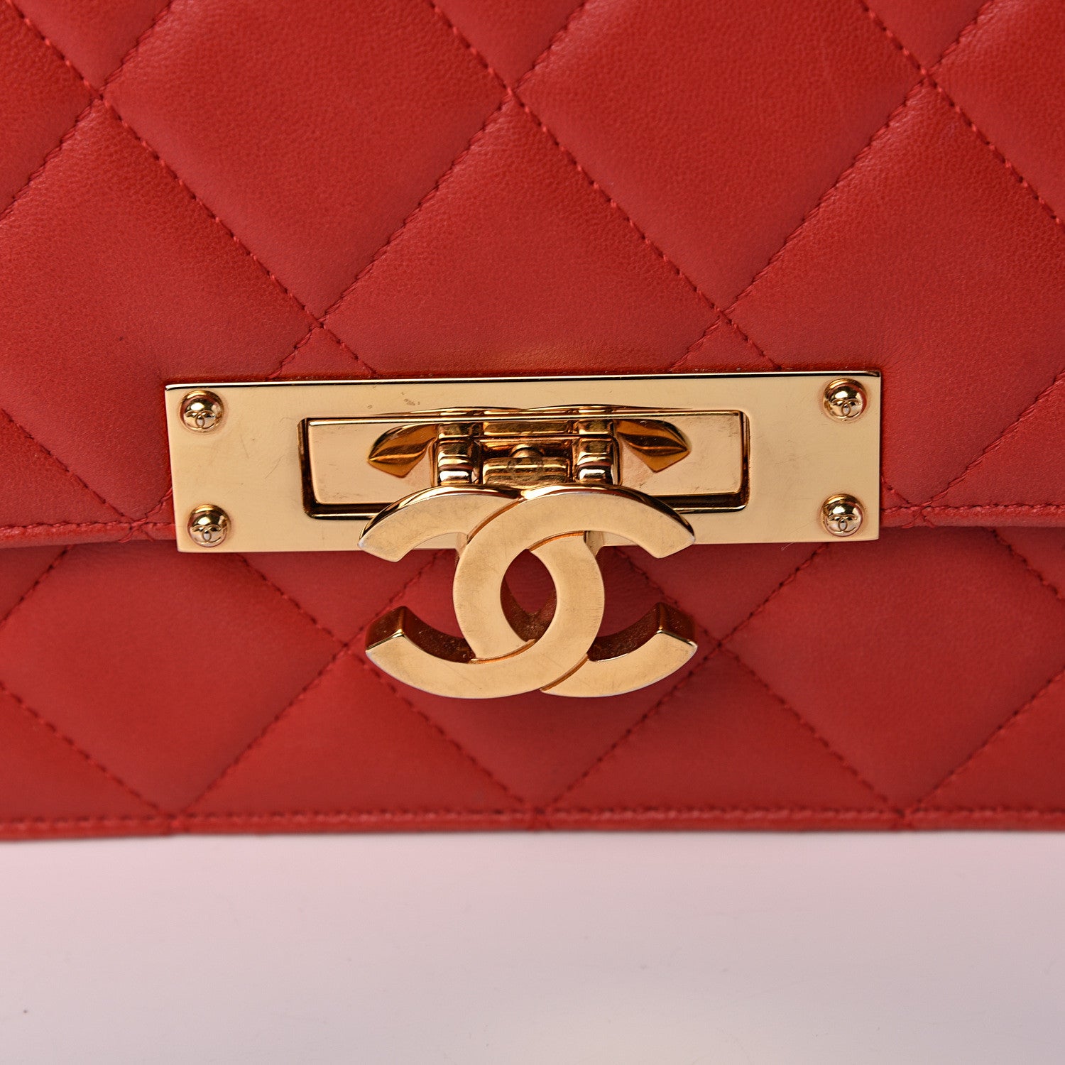Chanel Lambskin Quilted Large Golden Class Flap Red 17 of 18