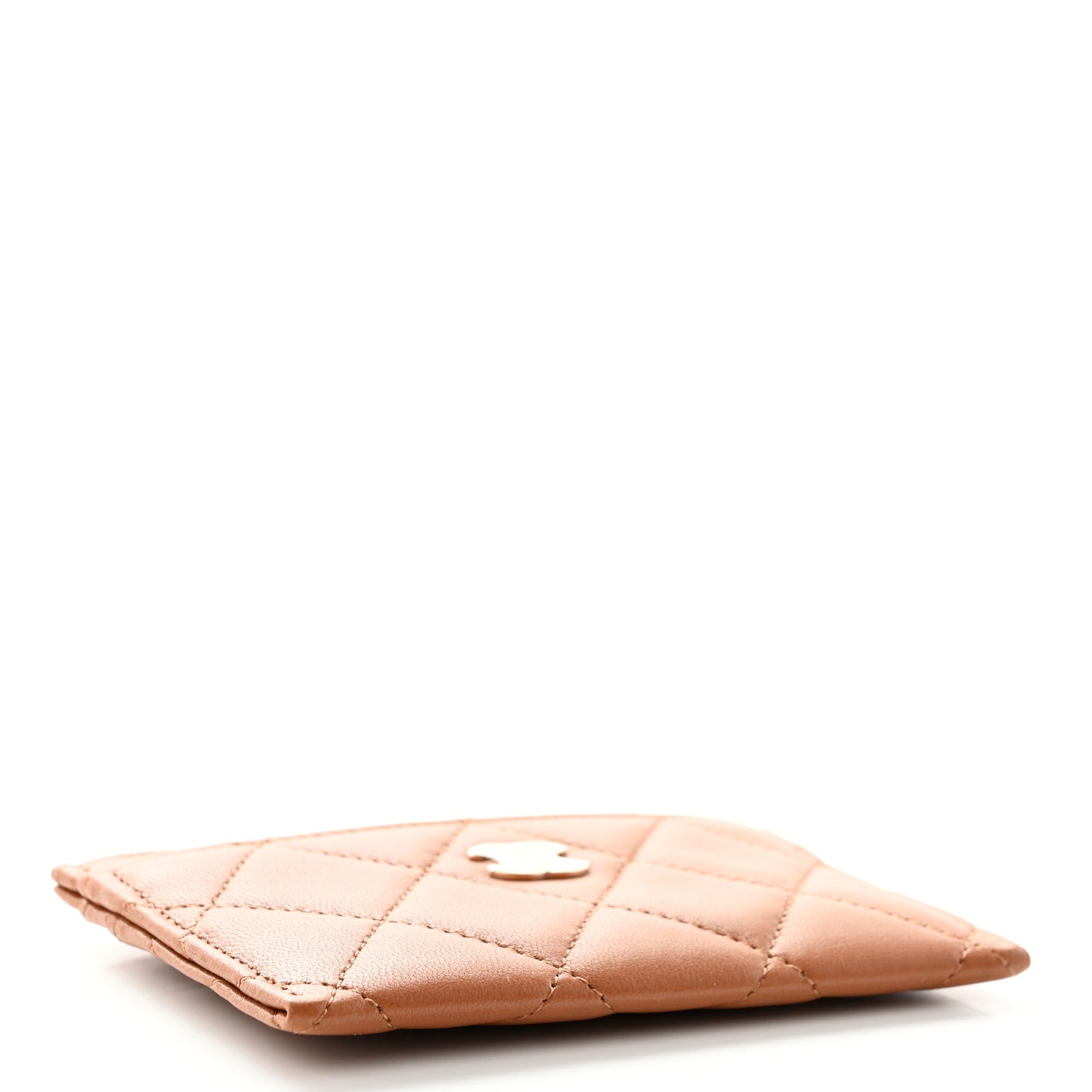 Lambskin Quilted Card Holder Brown