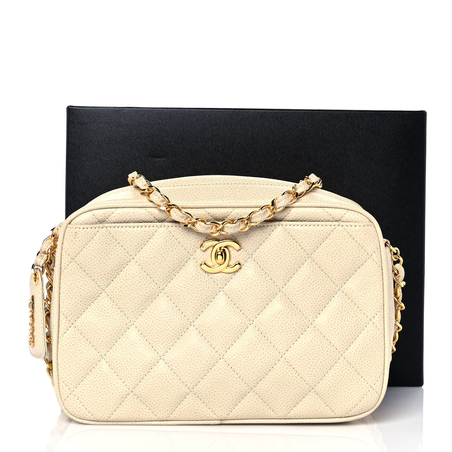 Caviar Quilted Camera Case Beige Clair