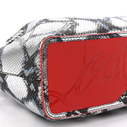 Christian Louboutin Python Embossed Calfskin Spiked Small Cabarock Shopper Tote Silver 8 of 10