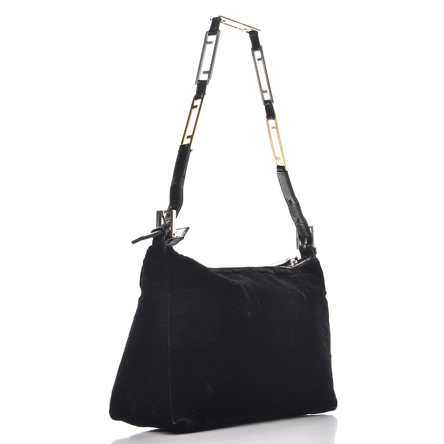 Fendi Velvet Shoulder Bag Black 3 of 10