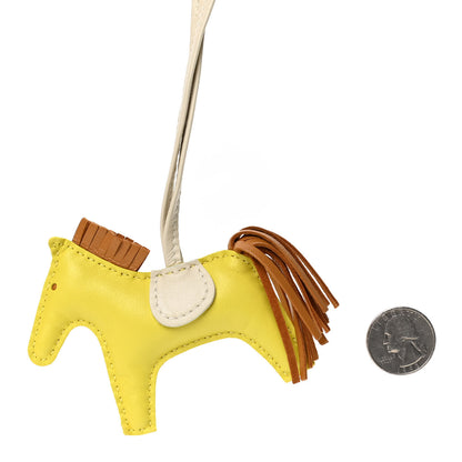 Hermes Milo Lambskin Grigri Rodeo Horse Bag Charm PM Lime Sesame Craie 2 of 4