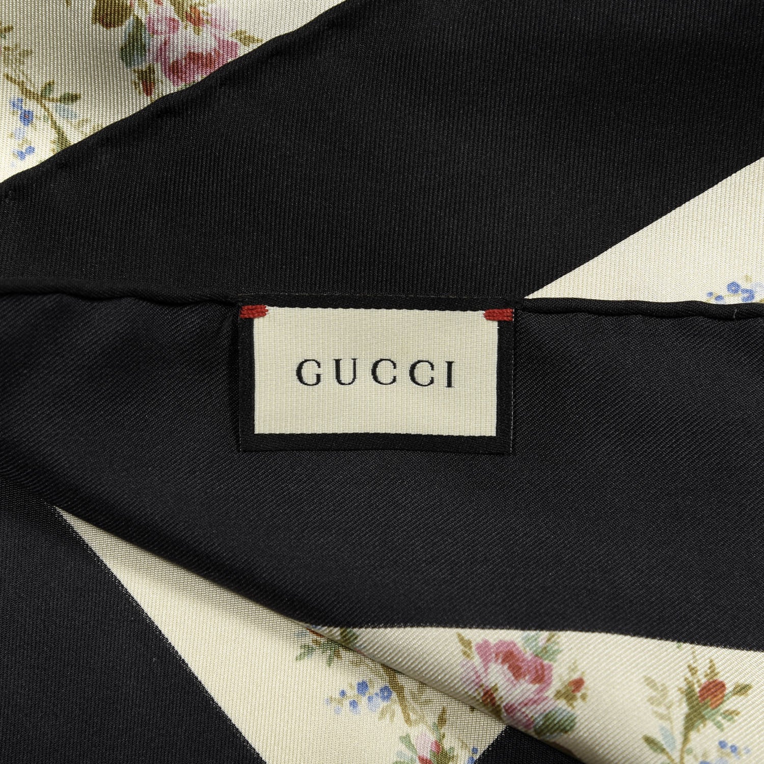 Gucci Silk Twill Gucci Rose Series Square Scarf Ivory Black 2 of 3