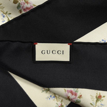 Gucci Silk Twill Gucci Rose Series Square Scarf Ivory Black 2 of 3