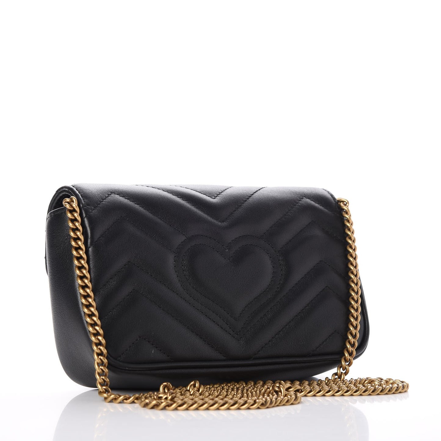 Calfskin Matelasse Super Mini GG Marmont Shoulder Bag Black