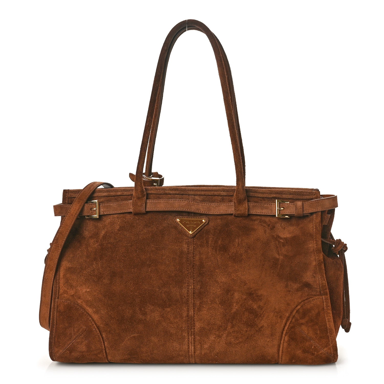 Prada Suede Large Bonnie Shoulder Bag Cocoa Brown 1 of 9