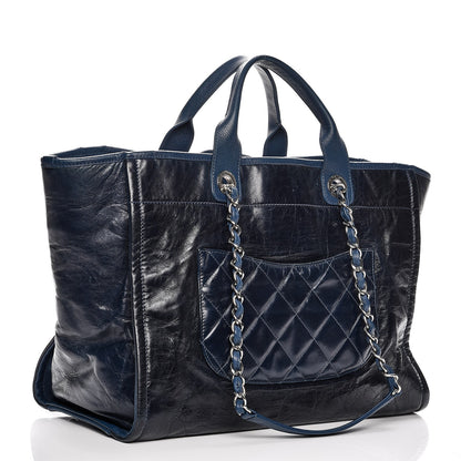 Chanel Glazed Calfskin Large Deauville Tote Blue 4 of 11