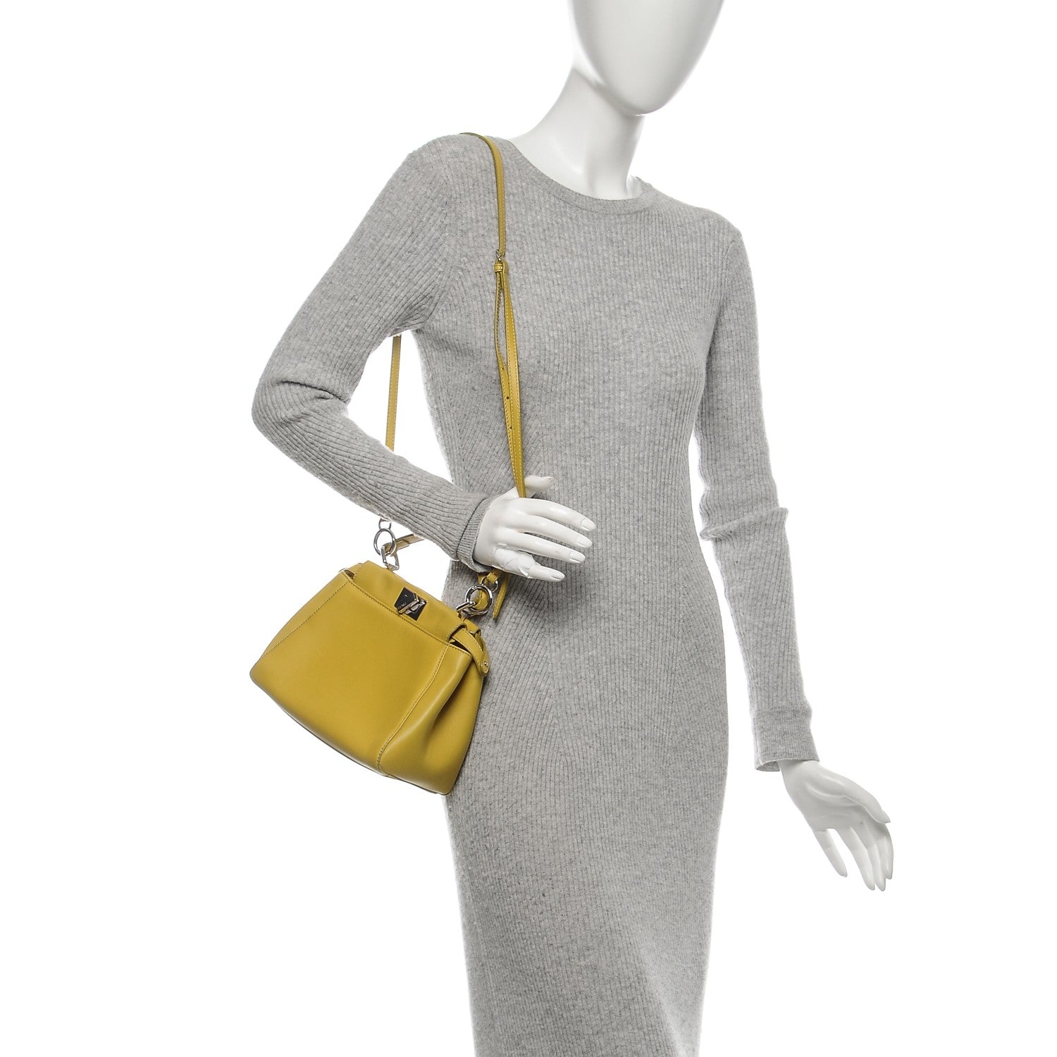 Fendi Nappa Mini Peekaboo Iconic Satchel Lime 8 of 16